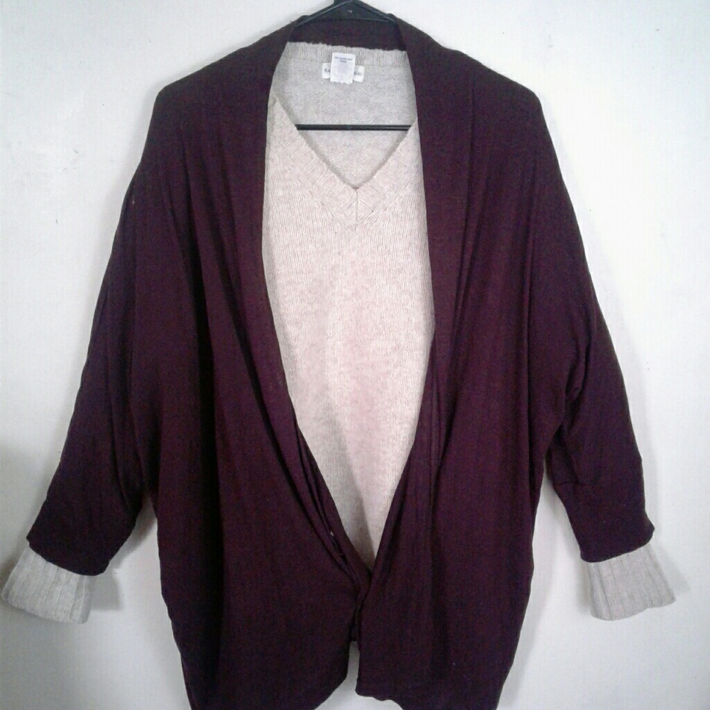 Wine/Burgundy Seamless Flowly Long Cardigan